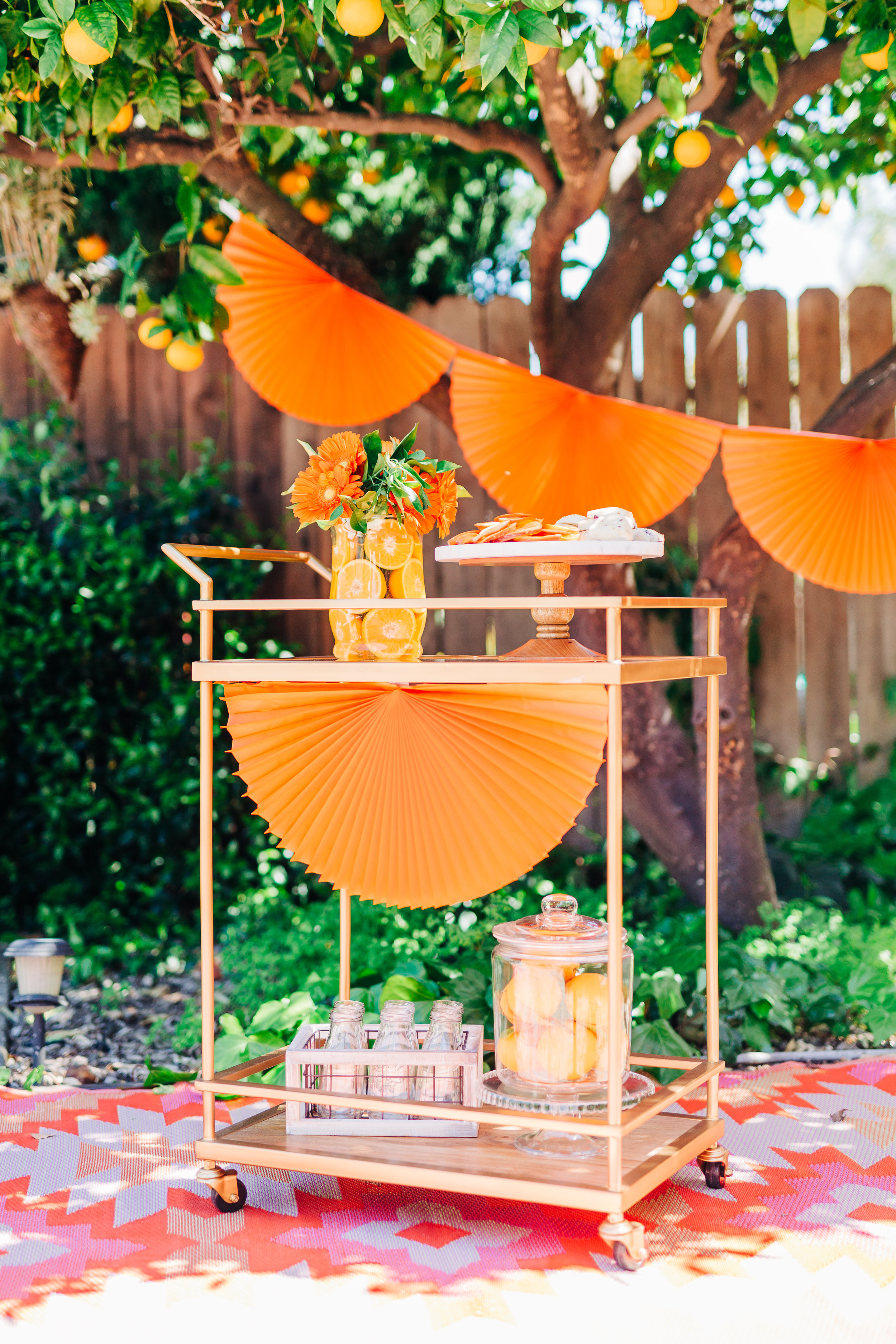 Bar cart decorations for orange picking party. Candied oranges and orange scones4.jpg