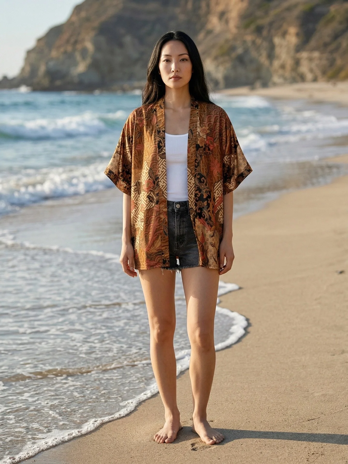 Some days, you don&rsquo;t feel like dressing up - and that&rsquo;s where effortless style begins.

The Tarua kimono layered over simple essentials brings ease, comfort, and quiet elegance to your everyday.

Less effort, more presence.