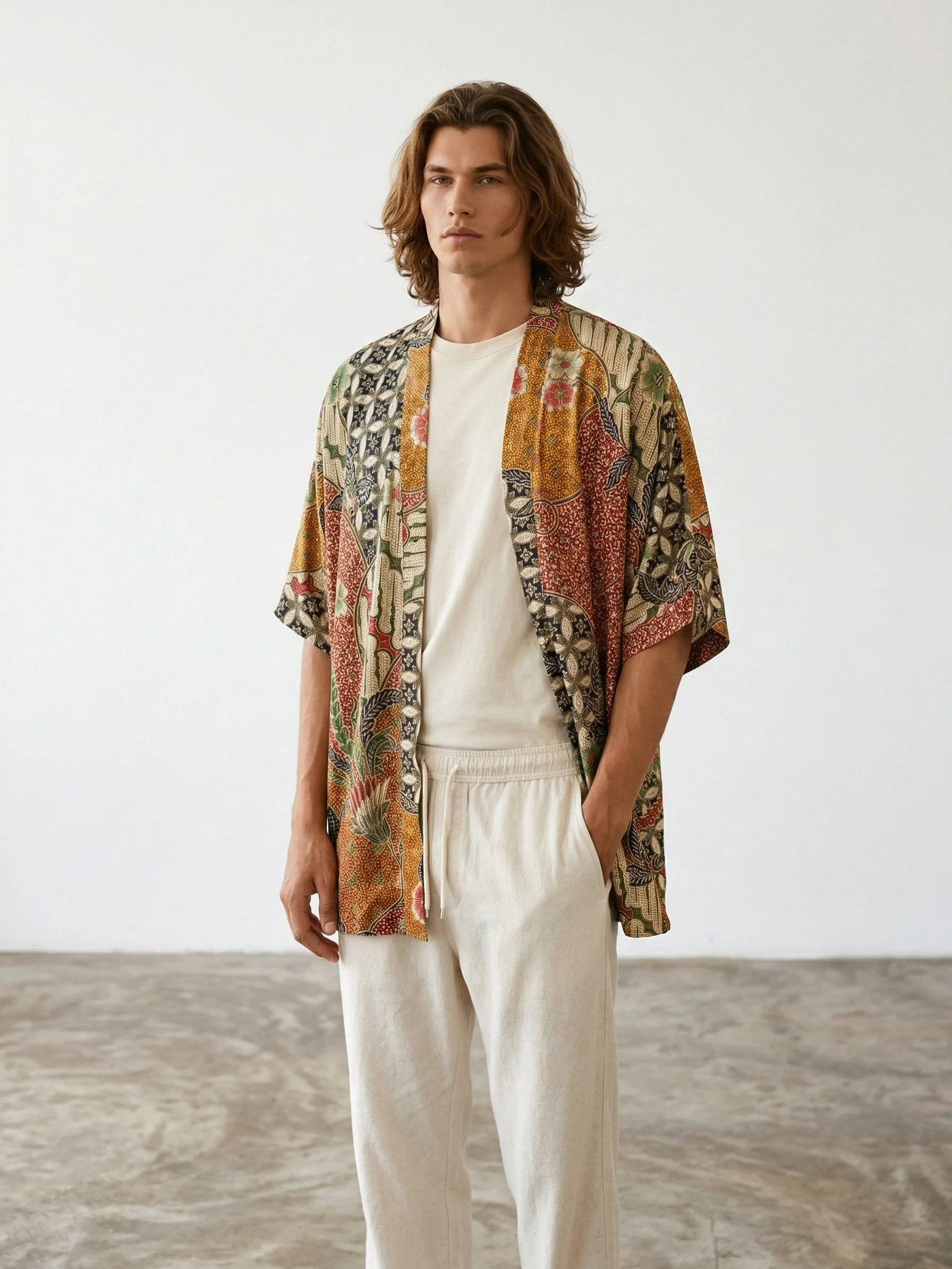 The MAREI kimono shirt is the vibrant heart of the collection - bold, free-spirited, and alive with color. Its relaxed kimono silhouette flows effortlessly, designed for movement, music, and moments that last till dawn. 

Paired with the matching sho