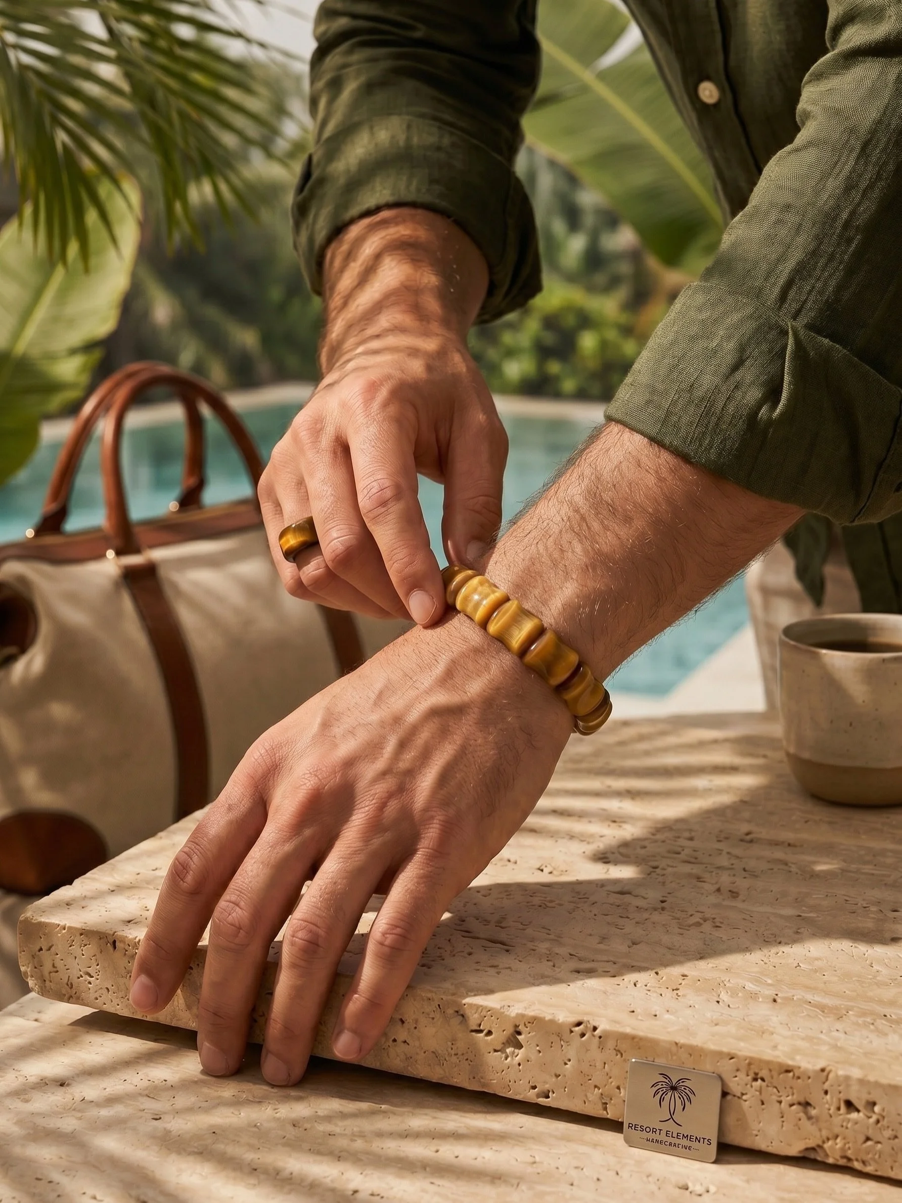 Grounded in nature and crafted to make a statement, the unisex Dune Bracelet features bold 12mm genuine Tiger&rsquo;s Eye gemstones, celebrated for their mesmerizing golden-brown chatoyancy that catches the light with every movement. 

Each polished 