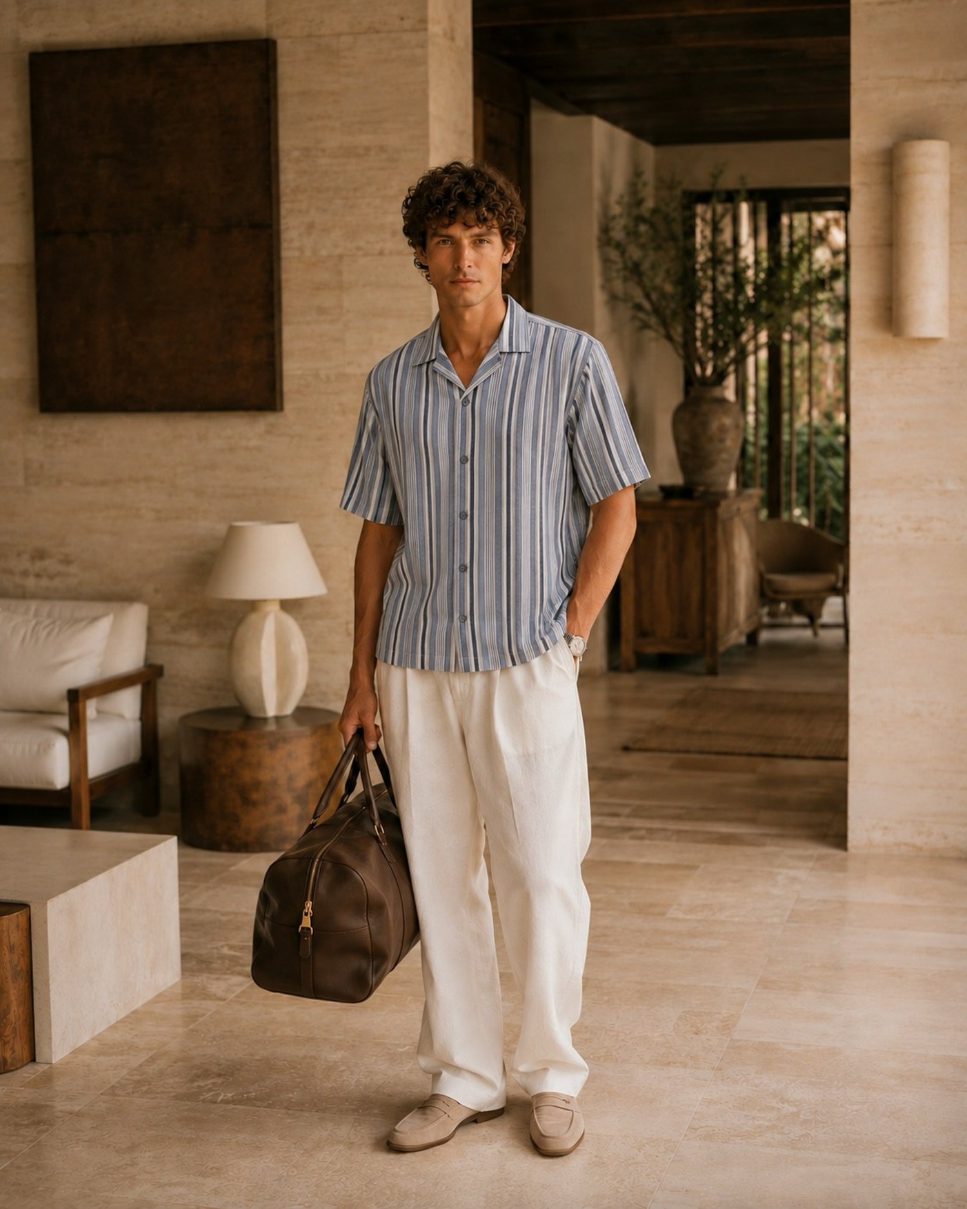 The NIMA cotton shirt - crisp nautical stripes in breathable cotton, designed for easy travel days, long lunches, and wherever the weekend takes you.

#OriginOfHearts #NimaShirt #MensResortwear #NauticalStyle #CottonShirt