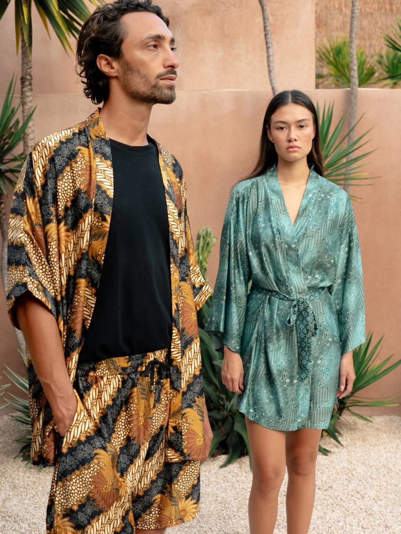 Two prints, two moods, one shared wardrobe. Traditional batik reworked through relaxed silhouettes - designed to move easily between him and her, city and coast.

#OriginOfHearts #UnisexResortwear #BatikStyle #LuxuryResortwear #MadeInBali