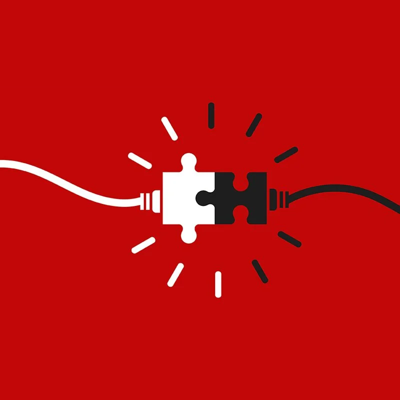 A graphic depicting the pieces of a complex story that fits together with the help of a developmental editor