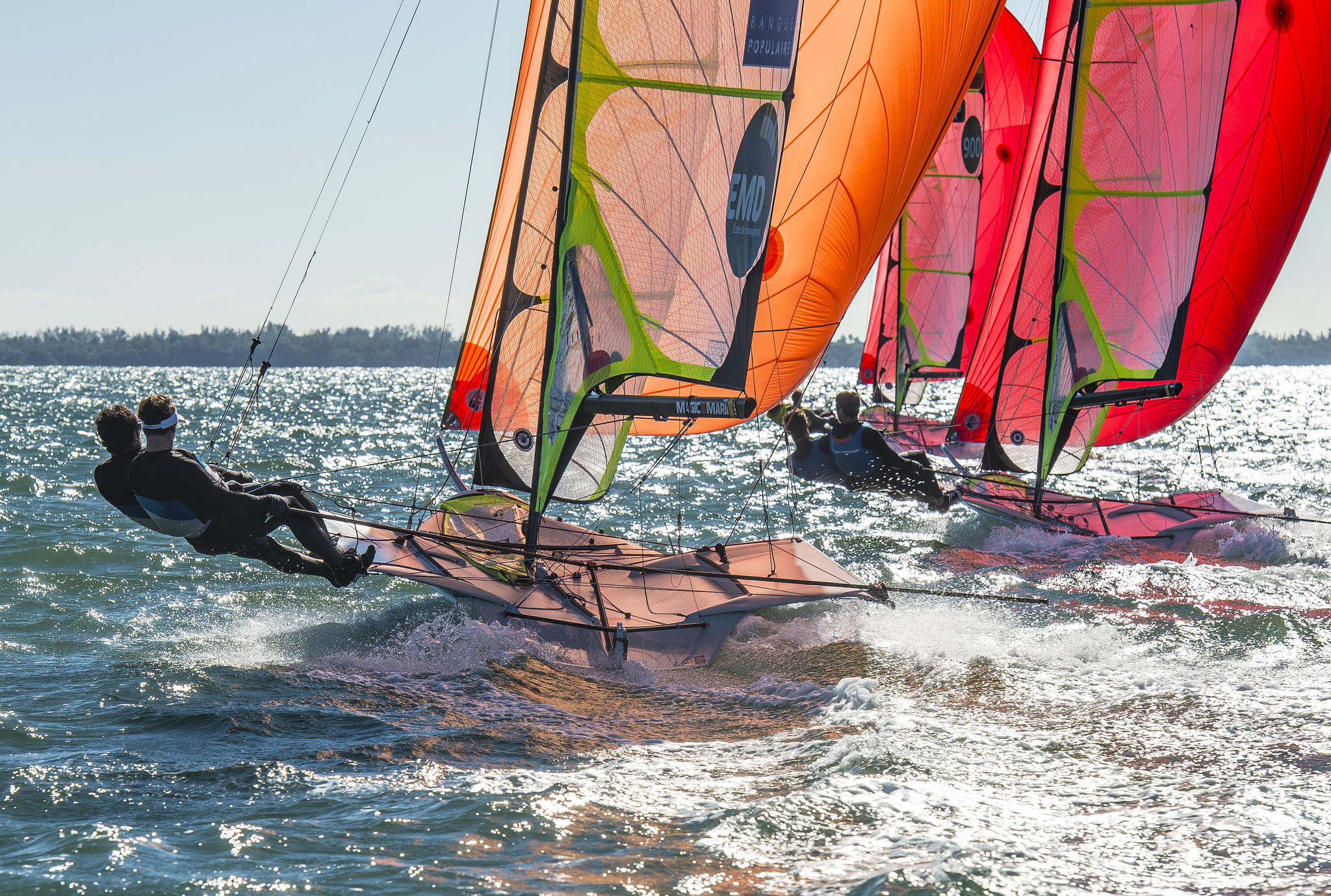 Aidan Mobley sail racing on a 49er olympic boat