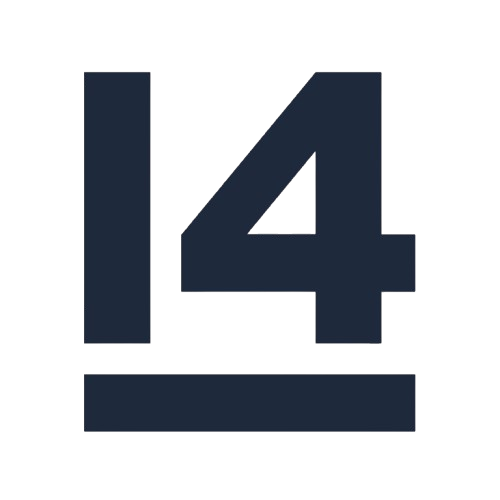 Number 14 with a horizontal line underneath