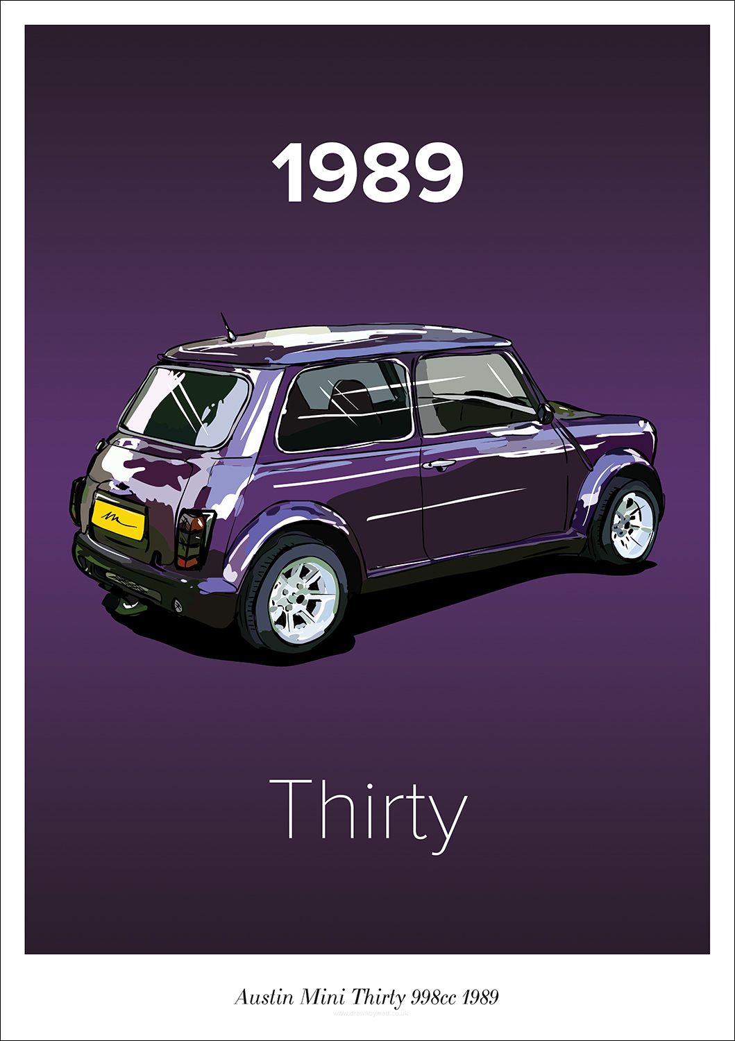 Drawn By Matt Austin Mini Thirty 998cc 1989 Poster