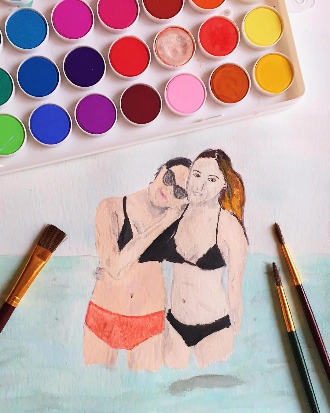 So I didn&rsquo;t go to art school lol 👀 &bull;
&bull;
&bull;
&bull;
&bull;
#painting #paint #chatham #massachusetts #watercolour #friends #ocean #capecod #summer #atlantic #eastcoast #diy #instart #art #drawing #sketching #sketch #doodles #doodling