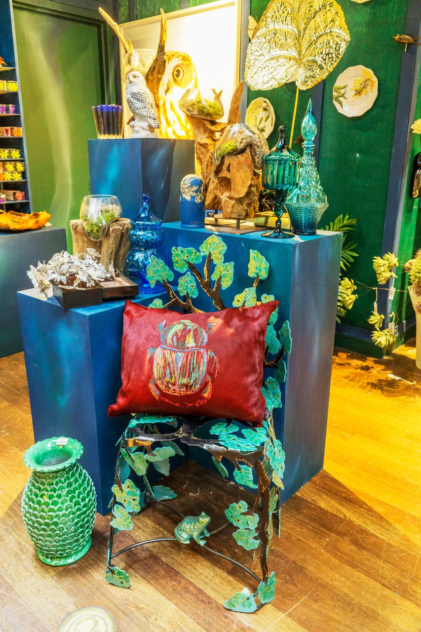 Beetle cushion as part of ‘The Secret Garden’ at Bergdorf Goodman