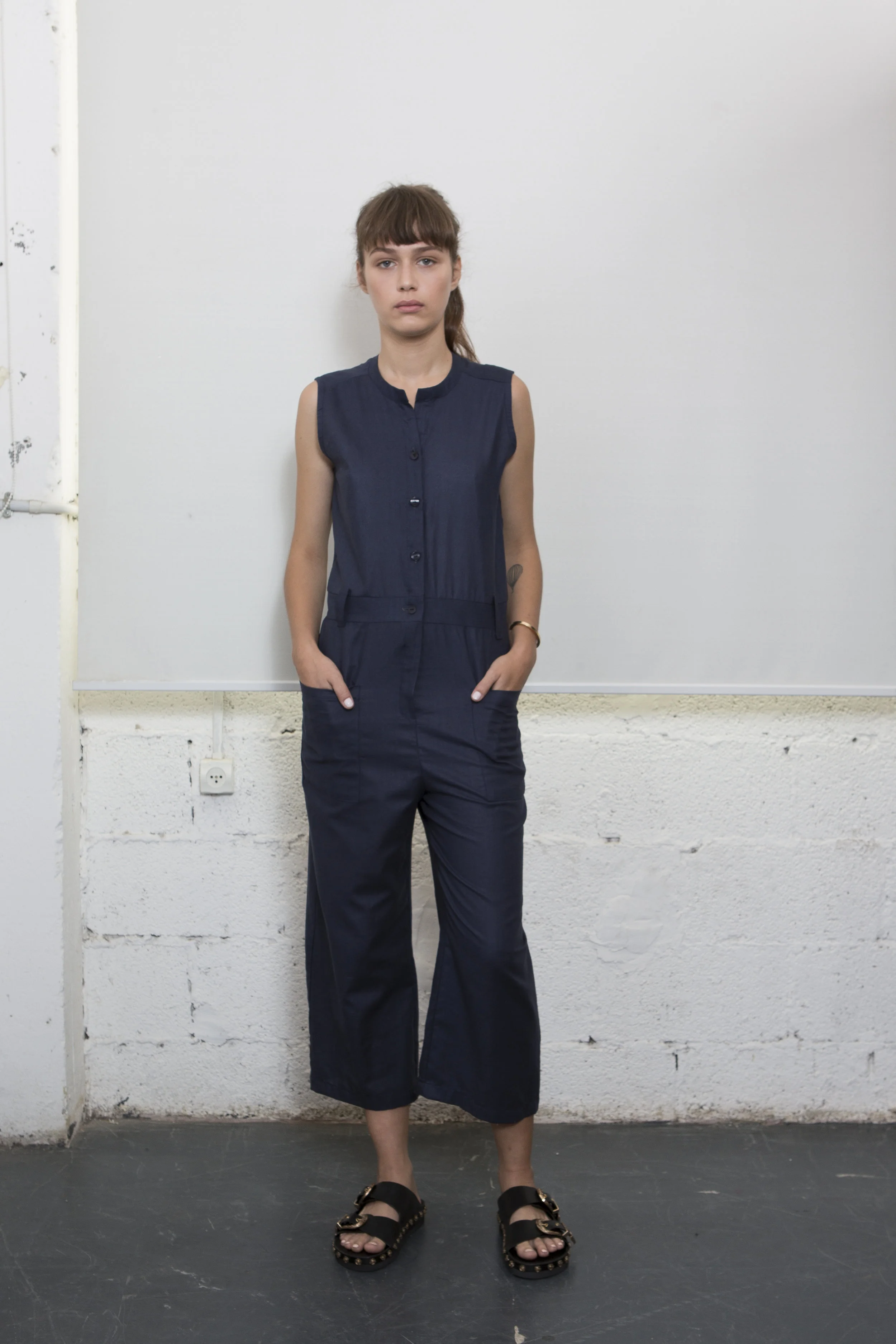 blue Linen One Piece Overall