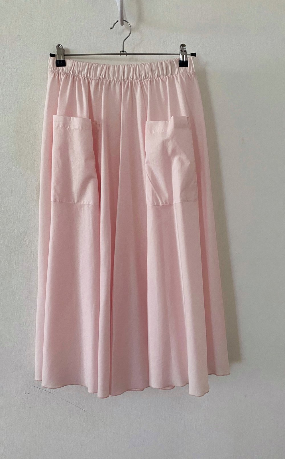 A-Line Flared Pink Cotton Maxi Skirt With Pocket