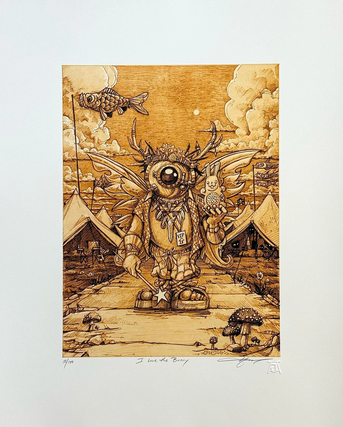 My remaining &ldquo;I Love the Bunny&rdquo; prints will be available online tomorrow, November 18th at noon ET through my friends at @bottleneckgallery. #ajmasthay #masthaystudios #artist #printmaker #printmaking