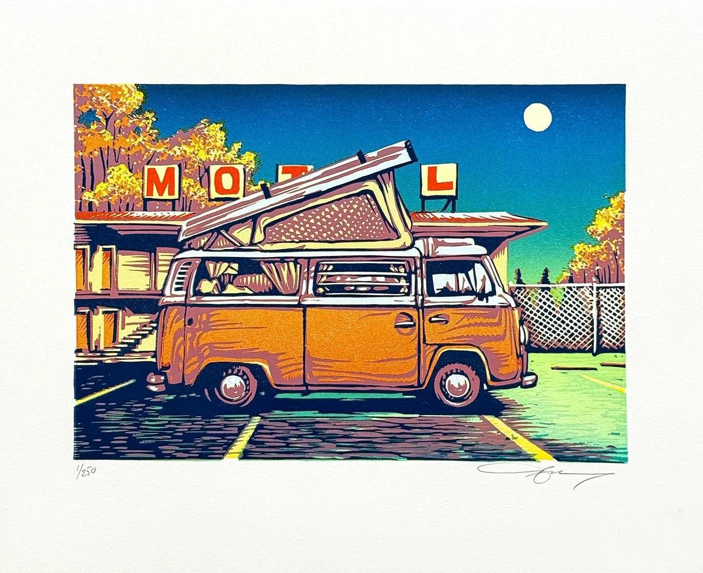 All remaining &ldquo;Fall Tour&rdquo; prints are dropping today at noon eastern through my friends @bottleneckgallery. Don&rsquo;t let this bus pass you by! 💀🌹⚡️🚌 #ajmasthay #masthaystudios #vw #vanagon #vanlife #vwbus #microbus #gratefuldead