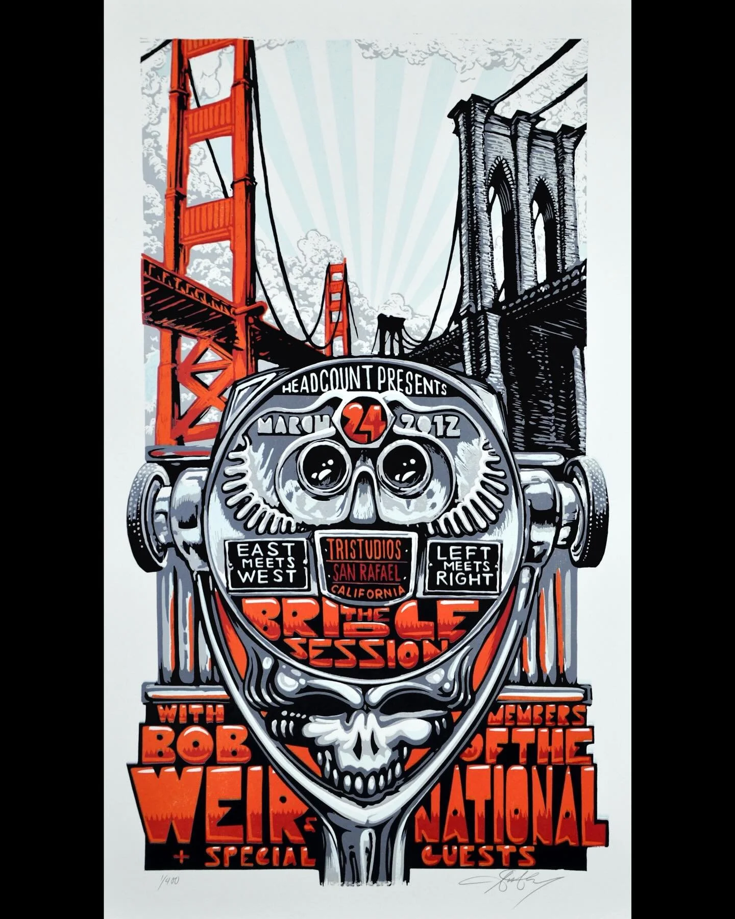 The one that started it al. Thank you @headcountorg and thank you Bob Weir 🌹❤️⚡️💀 #ajmasthay #masthaystudios #gratefuldead #printmaking #gigposter
