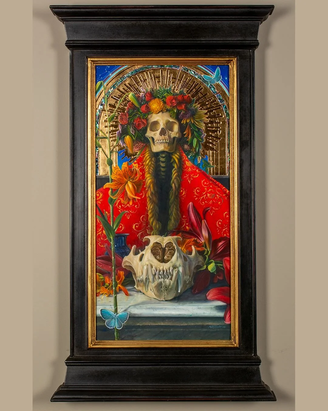 I humbly present the next piece in my skeleton icon series titled &ldquo;Leo&rdquo;. 

Represented by the lion and ruled by the sun, Leo&rsquo;s are the kings and queens of the celestial jungle. Bold, vivacious, theatrical, and passionate, I embodied