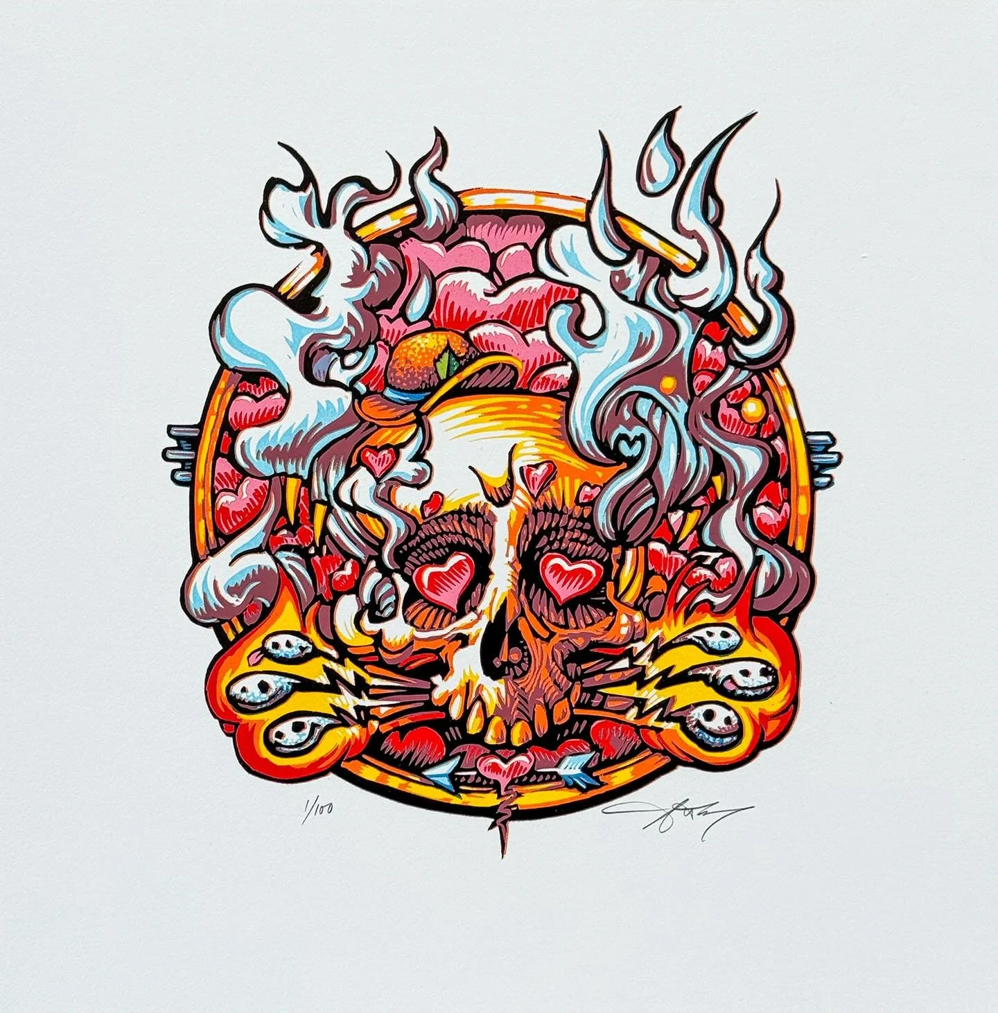 I humbly present my latest multicolor reduction linoleum block print titled &ldquo;LoveLight&rdquo;. Main edition of 100 on Stonehenge cotton rag paper, 12&rdquo;x12&rdquo; signed and numbered. Variant editions of 25 on both Jupiter red stardream and