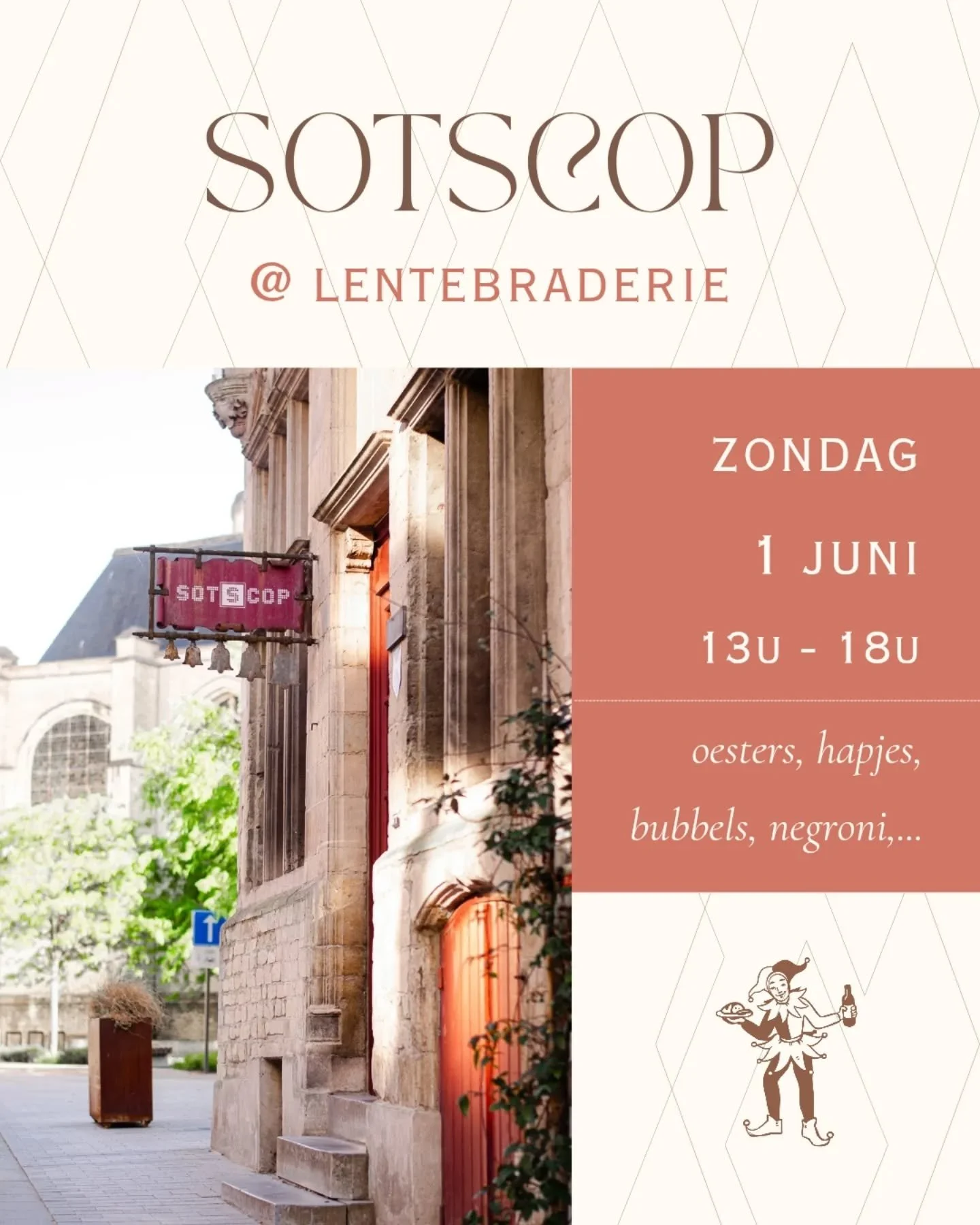 Dit weekend is het braderie in Mechelen en daar zijn wij bij! 

Wil je graag eens met ons kennismaken? Kom dan zondag 1 juni tijdens de braderie langs voor een oester, bubbels en meer! Iedereen is welkom om mee te genieten 🌞 

Tot dan!

#2800love #m