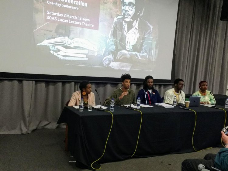 The Student Panel: from left, Lavinya Stennett, Kevin Okoth, Kevon Jones, Hamza Hadji, and Sidi Abale