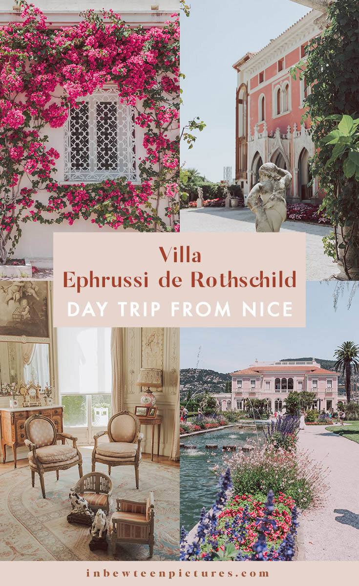 Villa Ephrussi de Rothschild | Day trip from Nice without a car | Villa Ephrussi garden | villa Ephrussi de Rothschild interior |  French Villa | French Rivera | Cote d'Azur | Pink French Villa 