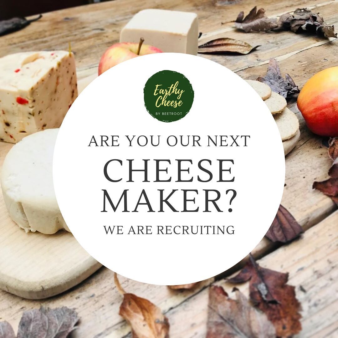 👩&zwj;🍳 We are looking for a self-motivated and independent individual to make our vegan cheeses for retail.
.
The position is part-time (around 12-15 hours per week), which can be fitted around another part time job or studying. Start date: 27 Oct