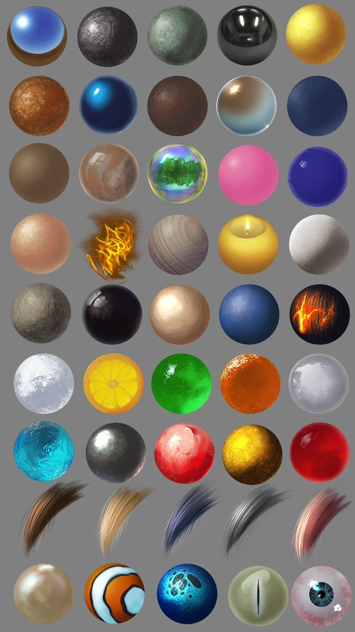 Practice at rendering different materials