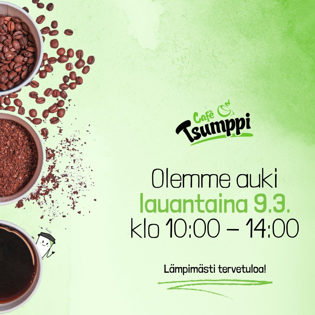 TERVETULOA MEILLE KAHVILLE! ☕ Olemme auki lauantaina 9.3. klo 10-14! 💚

#cafetsumppi #meid&auml;ntsumppi #kahvila #sein&auml;joki #kahvi #viikonloppu #seamk