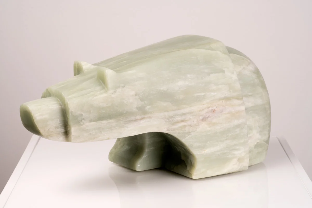 The Curious Bear Sees Something Curious,
Canadian Soapstone, 17” x 6” x 8”,
SOLD
