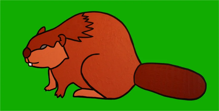 A Rather Large Beaver On Green