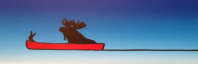 Moose And Boo In A Canoe
10" x 30" Acrylic on Canvas
Jason Carter, 2015
SOLD