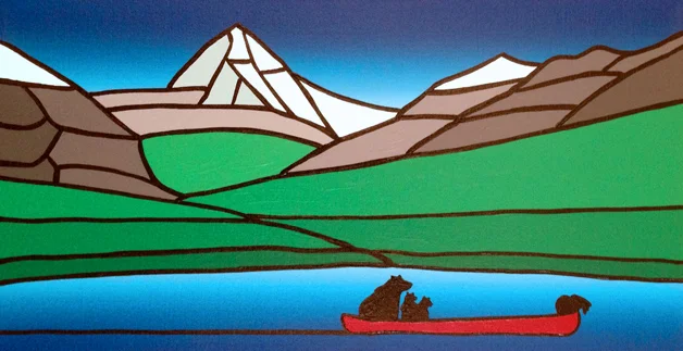 The Mother Bear And Her Cubs In A Red Canoe At Mount Assiniboine
12" x 24" Acrylic on canvas
Jason Carter, 2015
Sold