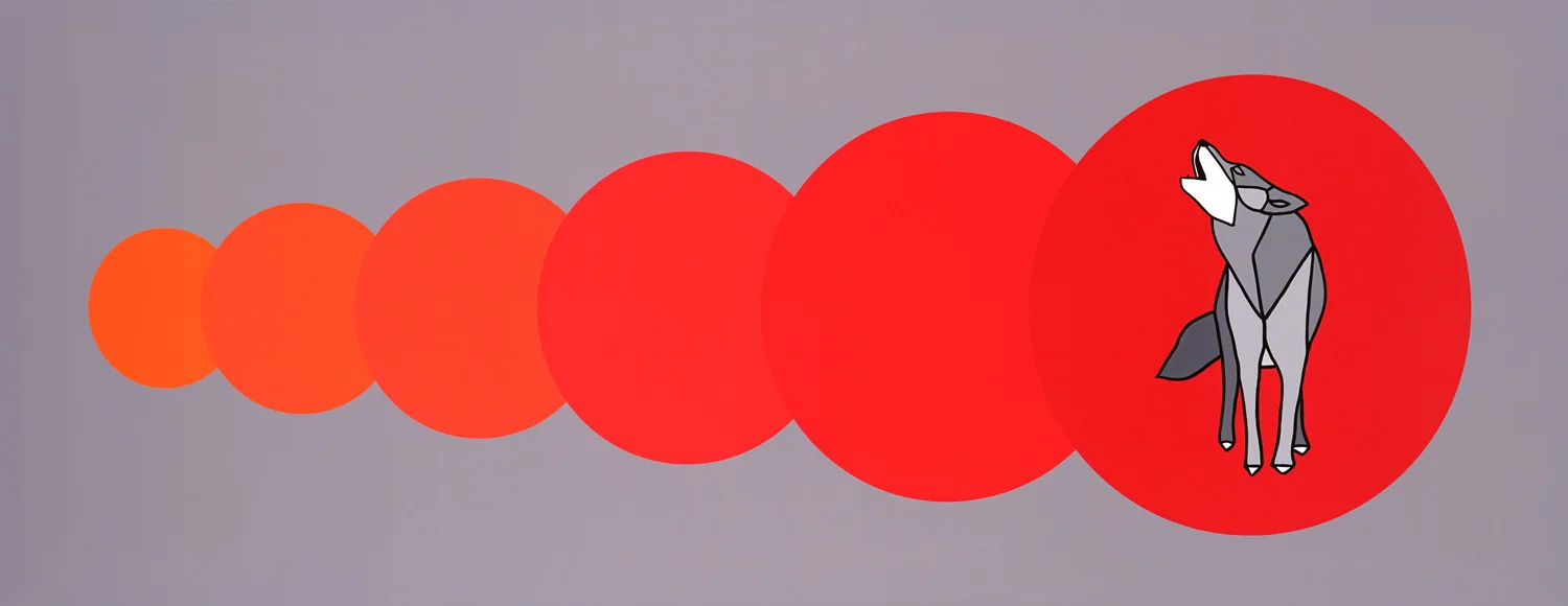 Circle, Circle, Circle, Circle, Circle, WOLF 80" x 30" Mixed Media on Canvas Jason Carter, 2017 SOLD