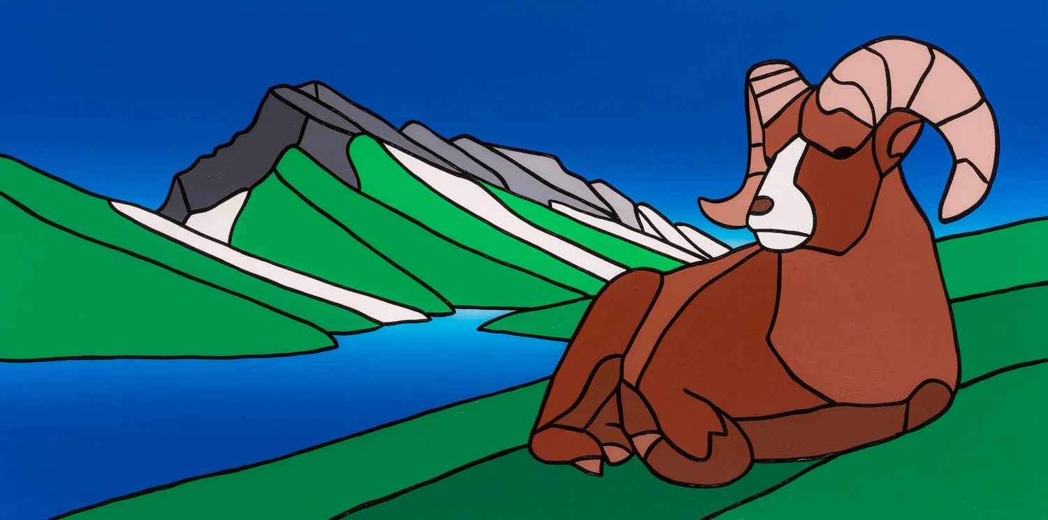 The Resting Ram At Mount Rundle 48" x 24" Acrylic on Canvas Jason Carter, 2017 SOLD