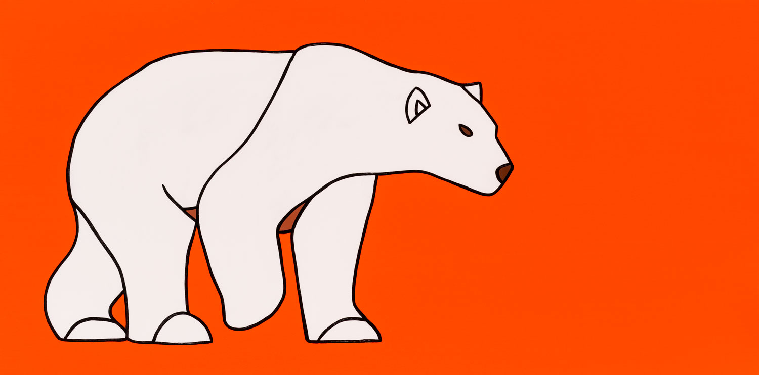 The Walking Polar Bear On Orange 48" x 24" Acrylic on Canvas Jason Carter, 2017 SOLD