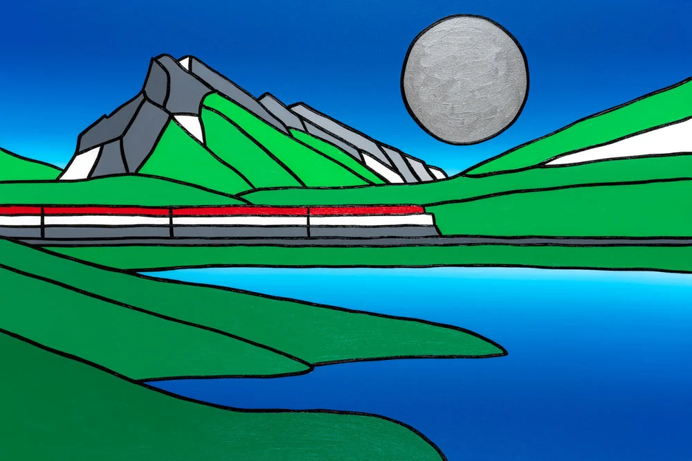And The Railway Races Through The Rockies At Rundle Steps 36” x 24” Acrylic on Canvas Jason Carter, 2018 SOLD