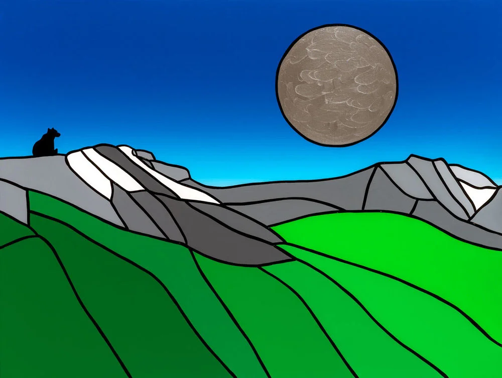 Bear, Old Man Mountain and Old Man Moon 40” x 30” Acrylic on Canvas Jason Carter, 2018 SOLD