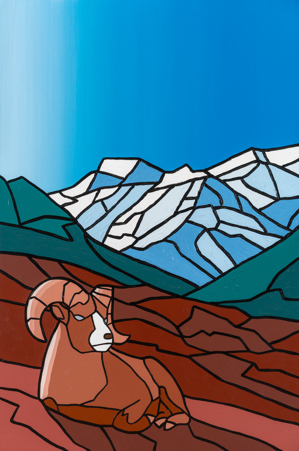 Resting Ram Mountainside 40" x 60" Acrylic on Canvas Jason Carter, 2012 SOLD