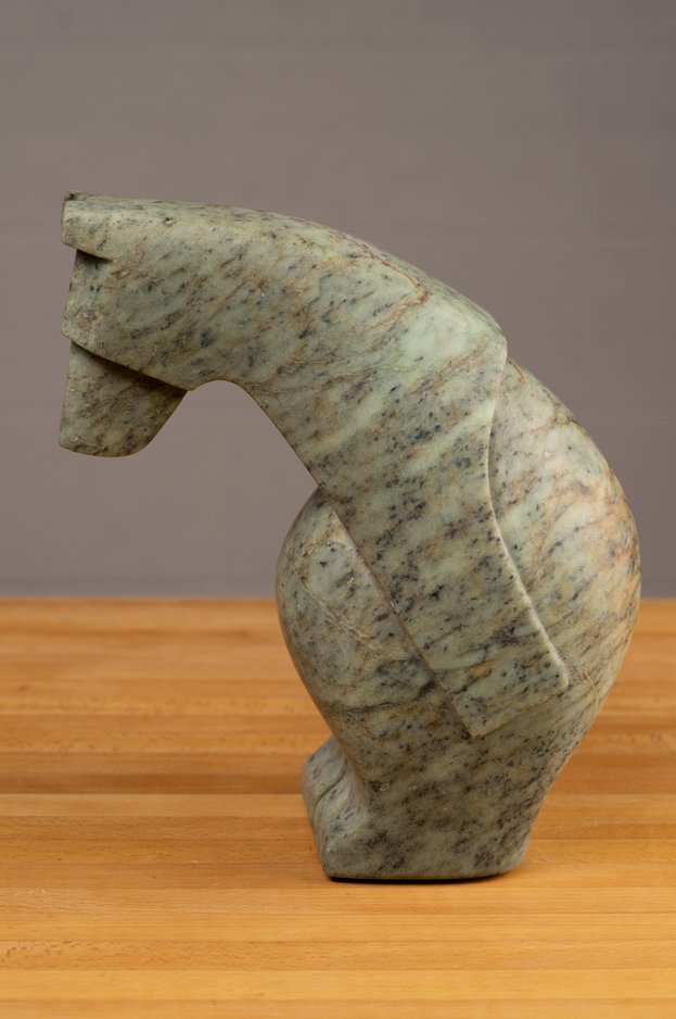   The Curious And Somewhat Shy Standing Bear &nbsp;  10” x 9” x 5.5”  16.6 PDS  Indian Soapstone&nbsp;  Jason Carter, 2023  $3750 