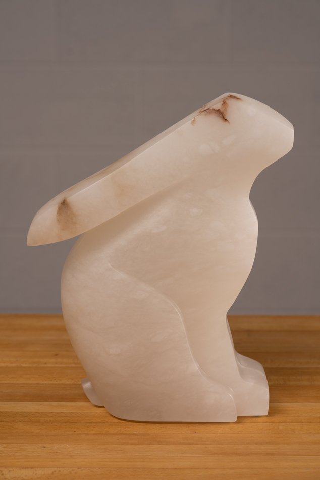   The Content Rabbit Is Content &nbsp;  Italian Alabaster&nbsp;  11” x 8” x 4”&nbsp;  17 LBS&nbsp;  Italian Alabaster&nbsp;  Jason Carter, 2023  $3750 