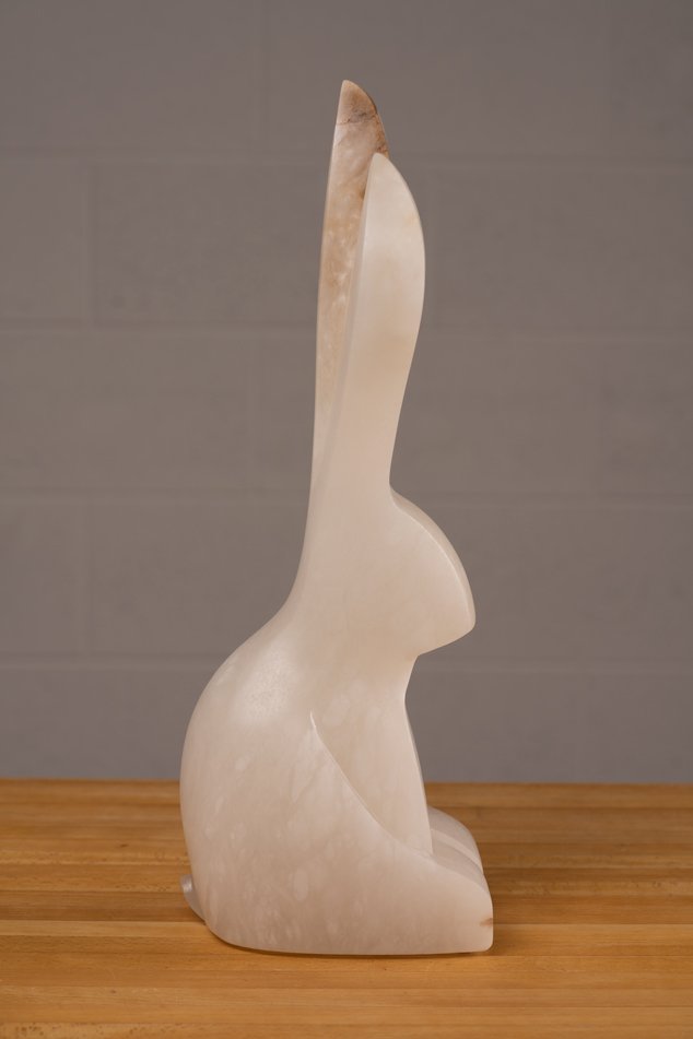   The Content Resting Rabbit   16” x 5.5” x 4.5”&nbsp;  12LBS  Italian Alabaster&nbsp;  Jason Carter, 2023  SOLD 