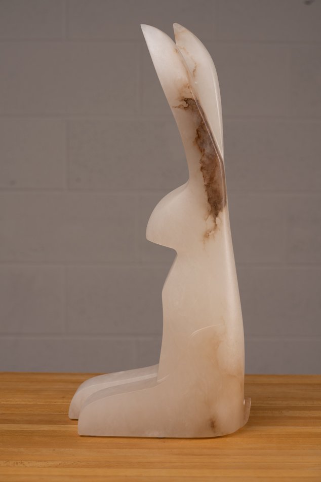   The Rabbit At The Ready   19” x 8” x 5”&nbsp;  17.1LBS&nbsp;  Italian Alabaster  Jason Carter, 2023  $4250 