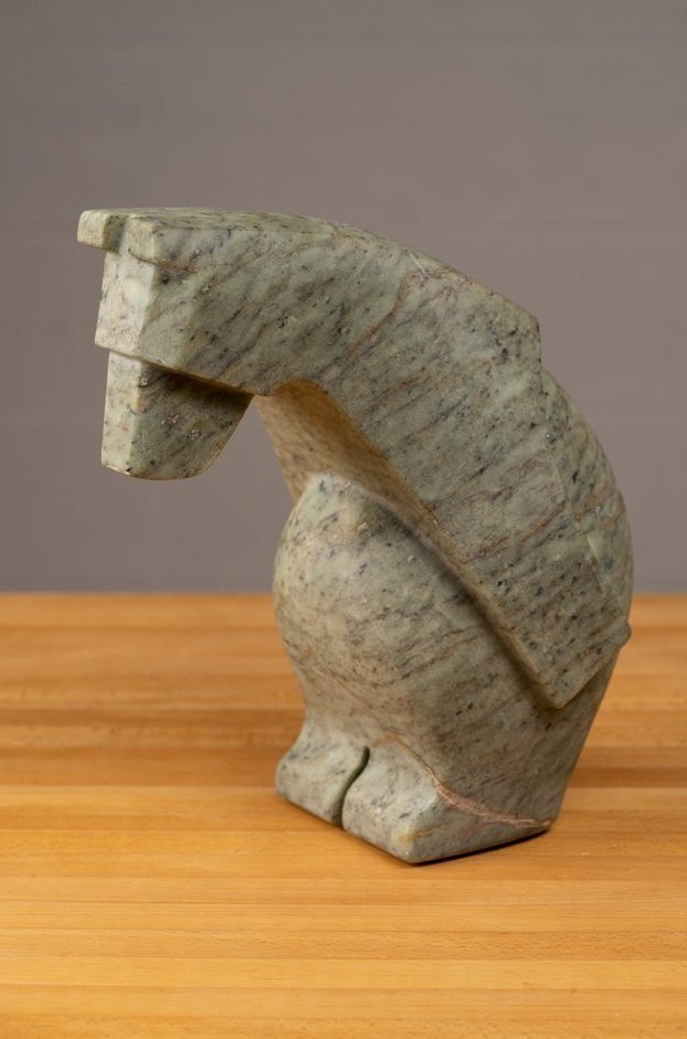   The Curious And Somewhat Shy Standing Bear &nbsp;  10” x 9” x 5.5”  16.6 PDS  Indian Soapstone&nbsp;  Jason Carter, 2023  $3750 