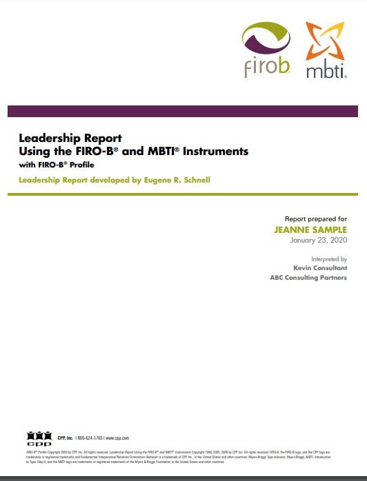 MBTI &amp; FIRO-B Leadership Report Sample