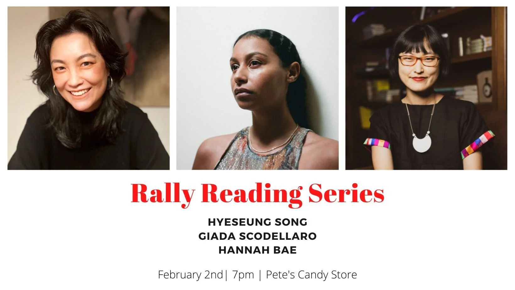 Rally Reading Series: Hyeseung Song, Giada Scodellaro, and Hannah Bae