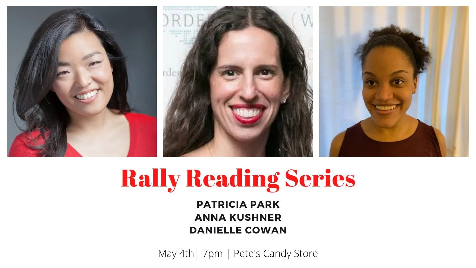 Rally Reading Series: Patricia Park, Anna Kushner, and Danielle Cowan
