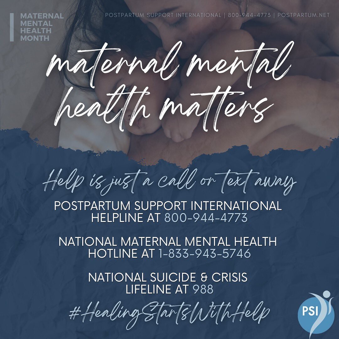 May is Maternal Mental Health Month! Let&rsquo;s spread awareness of this experience that affects 1 in 5 women during pregnancy and postpartum. There should be no shame around this experience, especially because it is so treatable with the right help