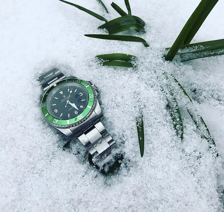 My Rolex Kermit Submariner in the snow. Shot by me on iPhone 7.