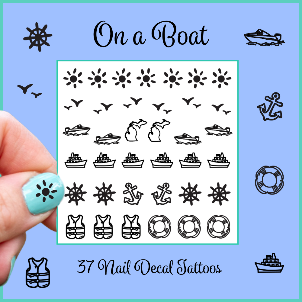 On a Boat ~ Handmade Nail Art Decal Tattoos