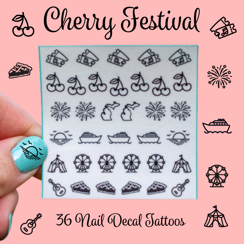 Cherry Festival ~ Handmade Nail Art Decal Tattoos