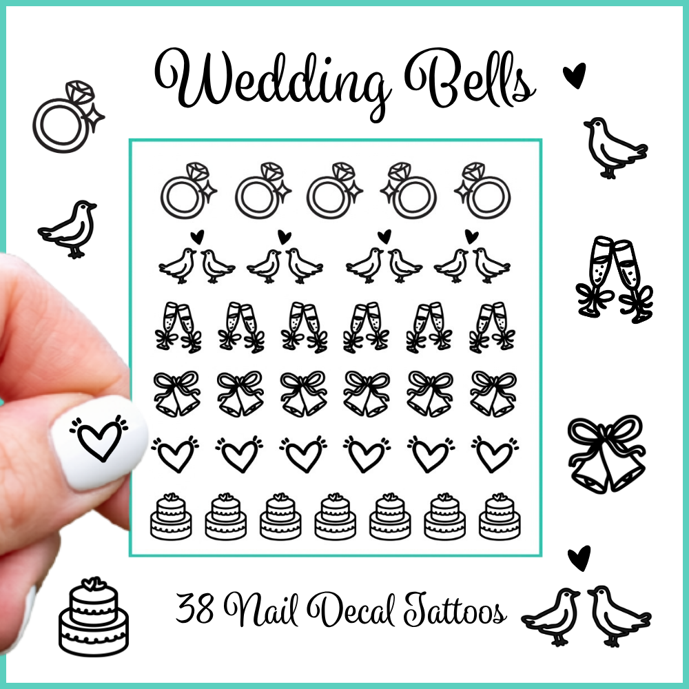 Wedding Bells ~ Handmade Nail Art Decal Tattoos