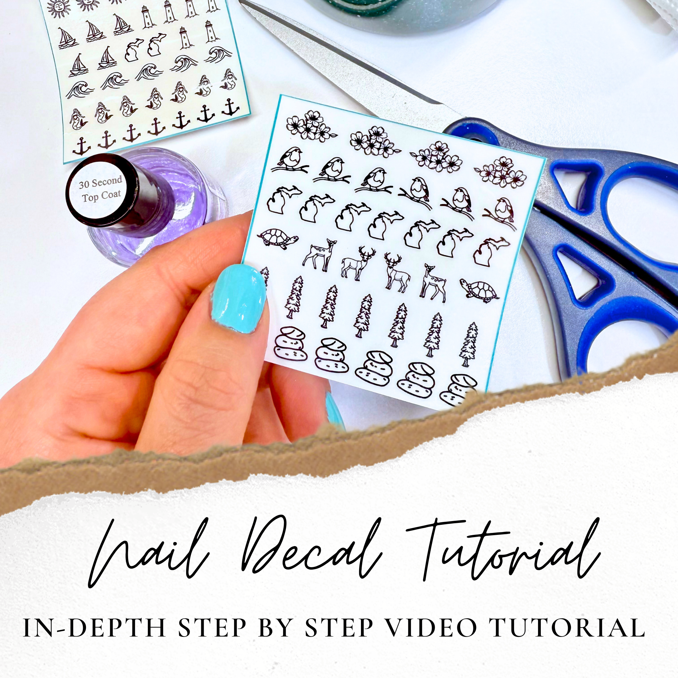 Northern Nail Polish Nail Art Decal Tattoo Tutorial | Real Time Application!