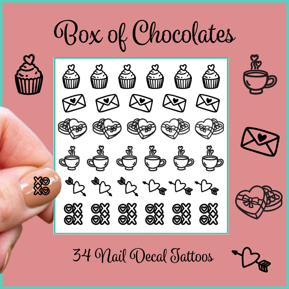 Box of Chocolates ~ Handmade Nail Art Decal Tattoos